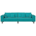 vidaXL Canapé avec coussin Turquoise 250 x 77 x 76 cm Velours