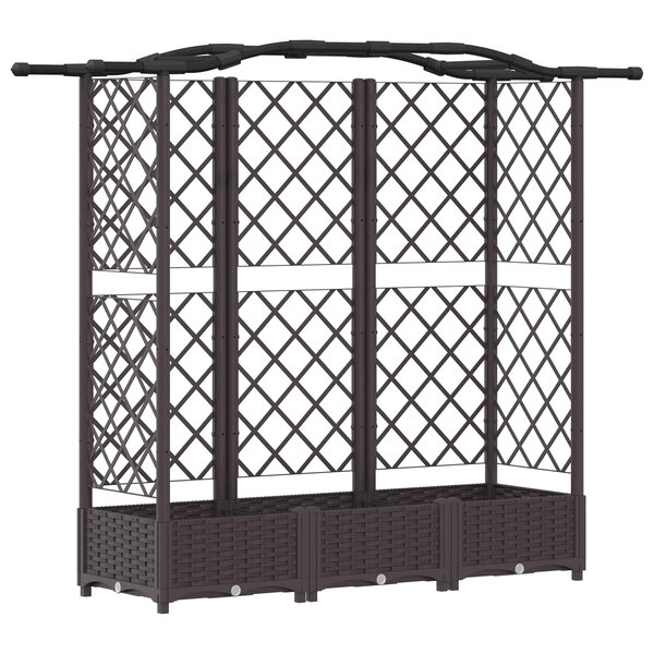 vidaXL Lit Élevé avec Treillis et Toit Marron 163 x 40 x 126 cm PP