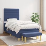 vidaXL Sommier à lattes de lit avec matelas Bleu 100x200 cm Tissu