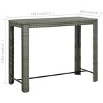 vidaXL Table de bar de jardin Gris 140 5x60 5x110 5 cm Résine tressée