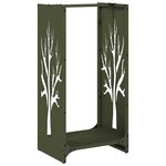 vidaXL Portant de bois chauffage vert olive 40x30x80 cm