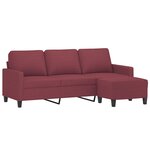 vidaXL Canapé à 3 places avec repose-pieds Rouge bordeaux 180 cm Tissu