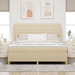 Lit à ressorts vidaXL avec matelas Crème 180x200 cm en tissu