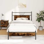vidaXL Cadre de lit sans matelas chêne fumé 100x200 cm bois ingénierie
