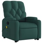 vidaXL Fauteuil inclinable de massage Vert foncé Tissu