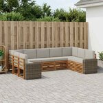 vidaXL Ensemble de canapé d'angle 9 Pièces Naturel et gris clair