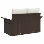 vidaXL Canapé de jardin 2 places avec rangements et coussins marron en poly rotin