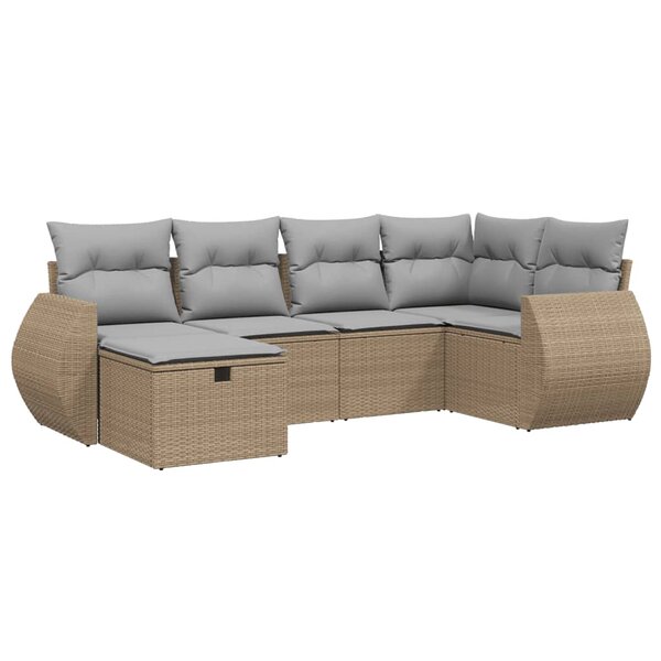 vidaXL Salon de jardin avec coussins 6Pièces mélange beige résine tressée