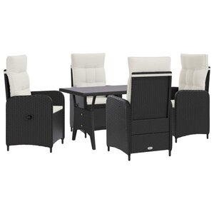 vidaXL Ensemble de repas extérieur 5 Pièces Noir et blanc crème polyrotin