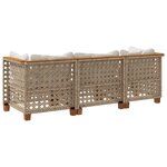 vidaXL Canapé de jardin avec coussins 3 places beige résine tressée