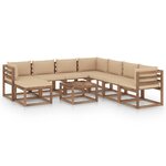 vidaXL Salon de jardin 9 Pièces avec coussins Beige