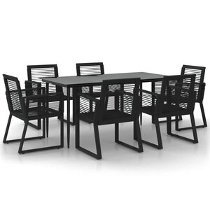 vidaXL Ensemble à manger de jardin 7 Pièces Noir Rotin PVC