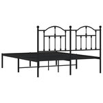 vidaXL Cadre de lit métal avec tête de lit noir 140x190 cm