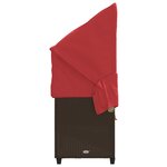 vidaXL Chaise longue avec auvent et coussins marron résine tressée