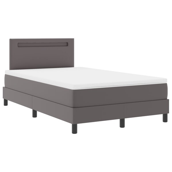 vidaXL Lit à ressort avec matelas gris 120 x 200 cm en simili cuir