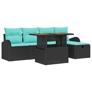 vidaXL Ensemble de canapé de jardin 6 Pièces Noir polyrotin
