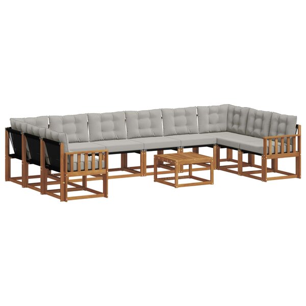 vidaXL Ensemble de canapés d'extérieur 11 Pièces Gris Naturel et Clair