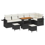 vidaXL Ensemble de salon de jardin 9 pièces avec coussins  en poly rattan noir et acacia.