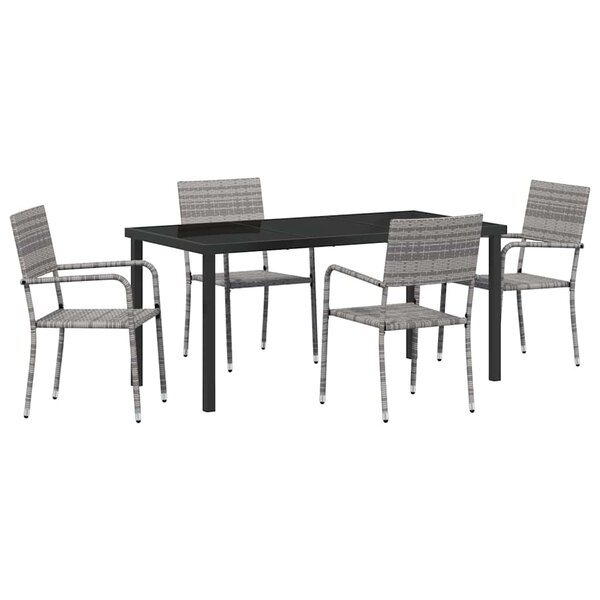 vidaXL Ensemble de salle à manger pour jardin 5 Pièces Gris Poly rotin
