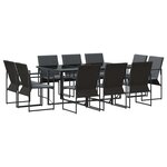 vidaXL Ensemble de salle à manger pour jardin 11 Pièces Noir Acier