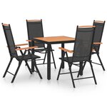 vidaXL Ensemble à manger de jardin 5 Pièces aluminium noir
