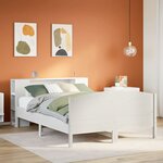 vidaXL Lit bibliothèque sans matelas blanc 150x200 cm bois pin massif