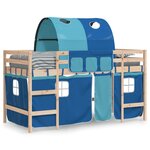 vidaXL Lit mezzanine enfants avec tunnel sans matelas bleu 90x200 cm