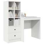 vidaXL Bureau avec tiroir avec étagère avec stockage 2 Pièces Blanc