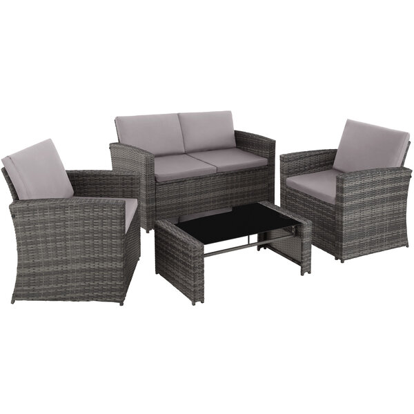 Tectake Salon bas de jardin LUCQUES 4 places - gris