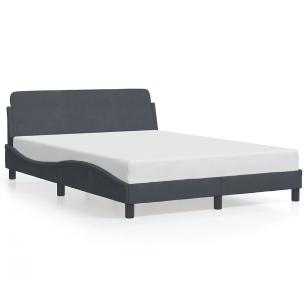 vidaXL Cadre de lit Dover gris foncé 140x200 cm velours