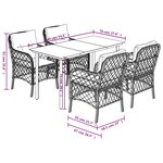 vidaXL Ensemble à manger de jardin 5 Pièces et coussins marron poly rotin