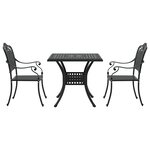 Set de Bistro de Jardin 3 Pièces en Fonte Aluminium Noir