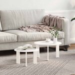 vidaXL Table basse 2 Pièces Blanc 47 5 x 47 5 x 27 cm Bois de pin massif