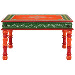 vidaXL Table basse orange bois de manguier massif peint à la main