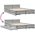 vidaXL Cadre de lit et tiroirs sonoma gris 135x190 cm bois ingénierie