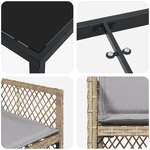 Ensemble de Salle à Manger de Jardin 9 Pièces avec Coussins Beige Rattan Poly