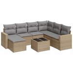 vidaXL Salon de jardin avec coussins 8 Pièces beige résine tressée