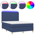 vidaXL Sommier à lattes de lit et matelas et LED Bleu 140x200 cm Tissu