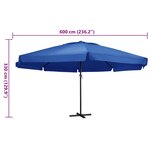 vidaXL Parasol de jardin avec mât en aluminium 600 cm bleu azuré