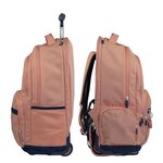 Sac à dos scolaire Milan Serie 1918 25L avec trolley intégré et poignée métallique rétractable - 3 poches avant + 2 poches latérales - Taille 46 5x30x17cm - Couleur Rose