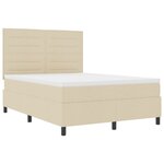 vidaXL Lit à ressort avec matelas et lumière LED crème 140x190 cm en tissu