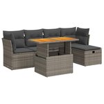 vidaXL Salon de jardin avec coussins 6 Pièces gris résine tressée acacia