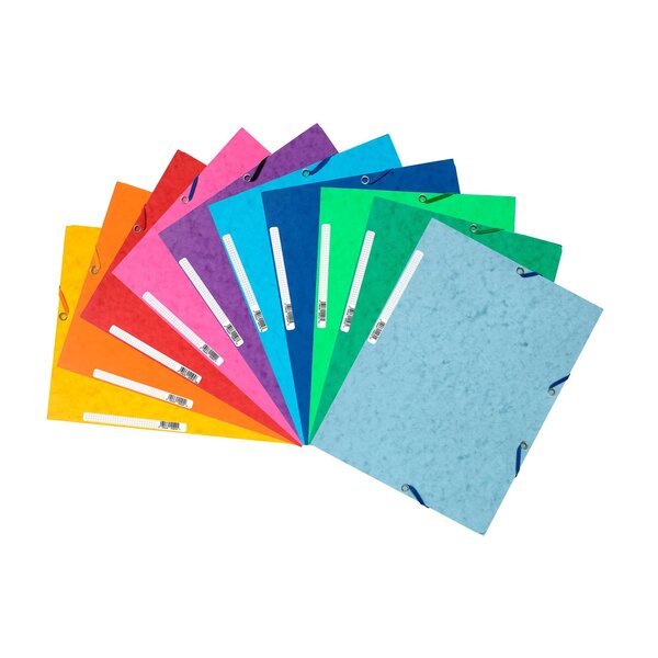 Chemise 3 Rabats À Élastiques Carte Lustrée 400g/m2 - A4 - Couleurs Assorties - Exacompta