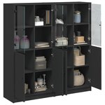 vidaXL Bibliothèque avec portes noir 136x37x142 cm bois d'ingénierie