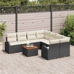 vidaXL Ensemble de canapé de jardin 9 Pièces Noir Poly rotin
