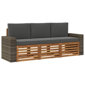 vidaXL Ensembles de canapés avec coussin 3 Pièces Bois d'Acacia Massif