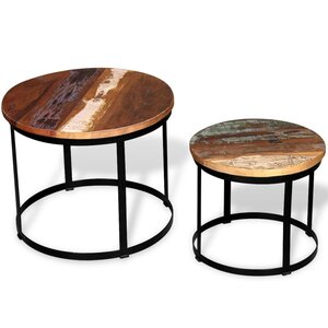 vidaXL Table basse 2 Pièces Bois récupéré massif Rond 40 cm / 50 cm