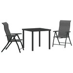 vidaXL Ensemble repas de jardin 3 pièces en rattan poly gris