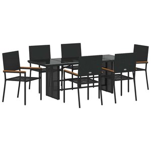 vidaXL Ensemble de salle à manger pour jardin 7 Pièces Noir