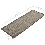 vidaXL Tapis d'escalier autocollants 15 Pièces 65x21x4 cm Gris et beige